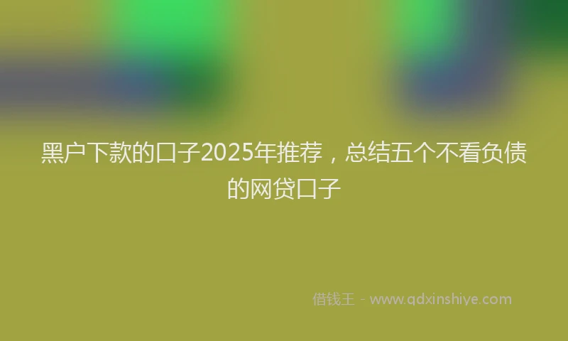 黑户下款的口子2025年推荐，总结五个不看负债的网贷口子