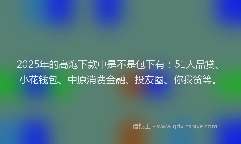 2025年的高炮下款中是不是包下有：51人品贷、小花钱包、中原消费金融、投友圈、你我贷等。