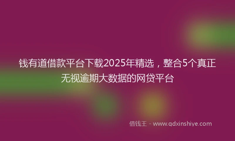 钱有道借款平台下载2025年精选，整合5个真正无视逾期大数据的网贷平台