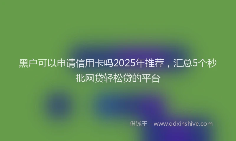 黑户可以申请信用卡吗2025年推荐，汇总5个秒批网贷轻松贷的平台