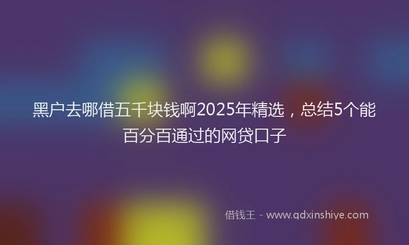 黑户去哪借五千块钱啊2025年精选，总结5个能百分百通过的网贷口子