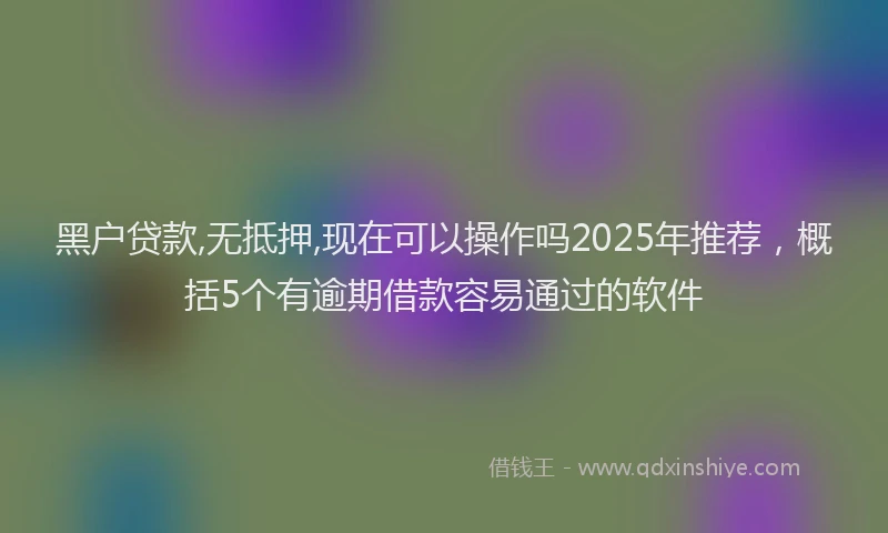 黑户贷款,无抵押,现在可以操作吗2025年推荐，概括5个有逾期借款容易通过的软件