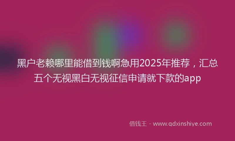 黑户老赖哪里能借到钱啊急用2025年推荐，汇总五个无视黑白无视征信申请就下款的app