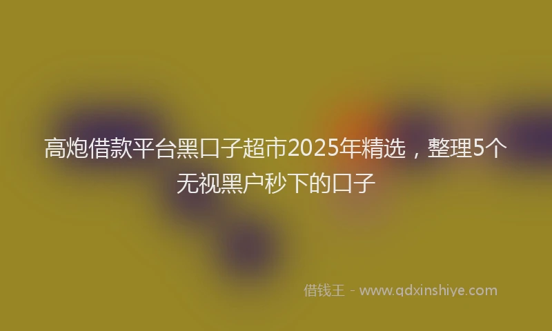 高炮借款平台黑口子超市2025年精选，整理5个无视黑户秒下的口子
