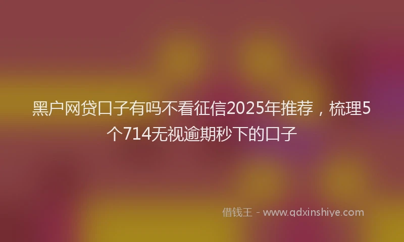 黑户网贷口子有吗不看征信2025年推荐，梳理5个714无视逾期秒下的口子