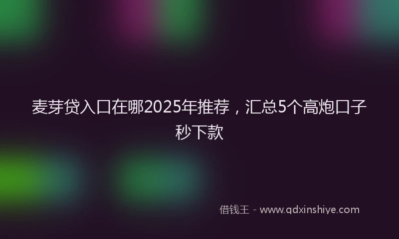 麦芽贷入口在哪2025年推荐，汇总5个高炮口子秒下款