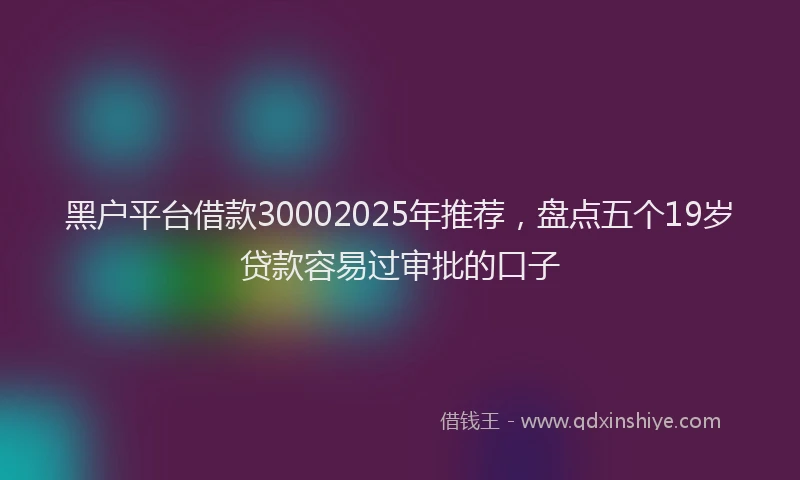 黑户平台借款30002025年推荐，盘点五个19岁贷款容易过审批的口子