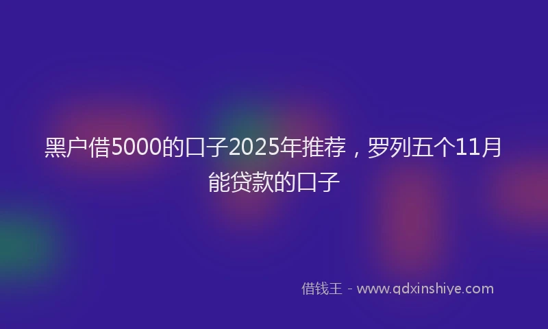 黑户借5000的口子2025年推荐，罗列五个11月能贷款的口子