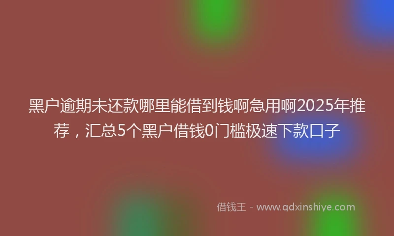 黑户逾期未还款哪里能借到钱啊急用啊2025年推荐，汇总5个黑户借钱0门槛极速下款口子