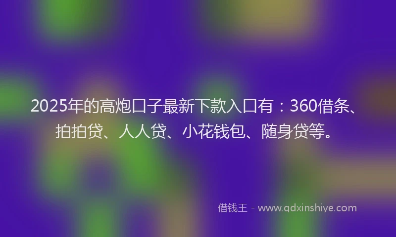 2025年的高炮口子最新下款入口有：360借条、拍拍贷、人人贷、小花钱包、随身贷等。