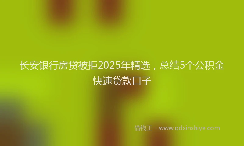 长安银行房贷被拒2025年精选，总结5个公积金快速贷款口子