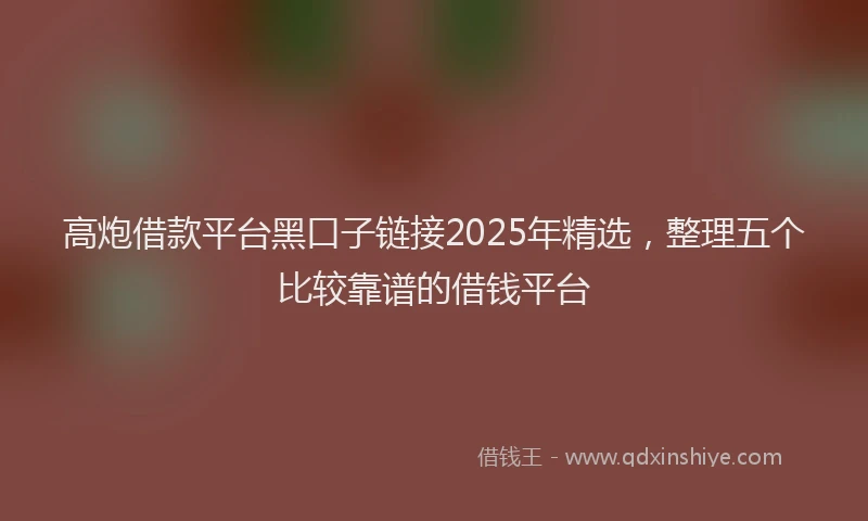 高炮借款平台黑口子链接2025年精选，整理五个比较靠谱的借钱平台