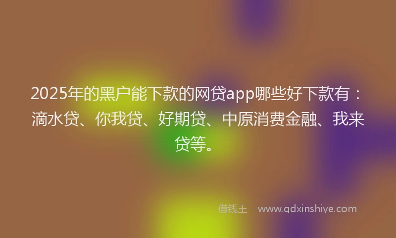 2025年的黑户能下款的网贷app哪些好下款有：滴水贷、你我贷、好期贷、中原消费金融、我来贷等。
