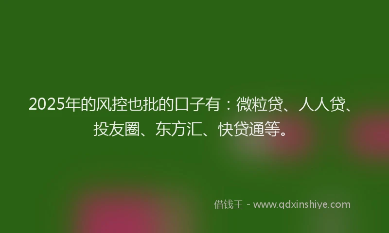 2025年的风控也批的口子有：微粒贷、人人贷、投友圈、东方汇、快贷通等。