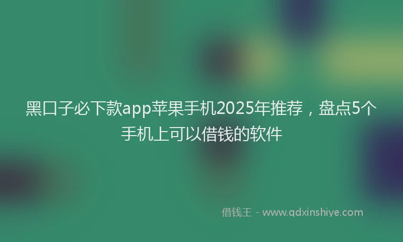 黑口子必下款app苹果手机2025年推荐，盘点5个手机上可以借钱的软件