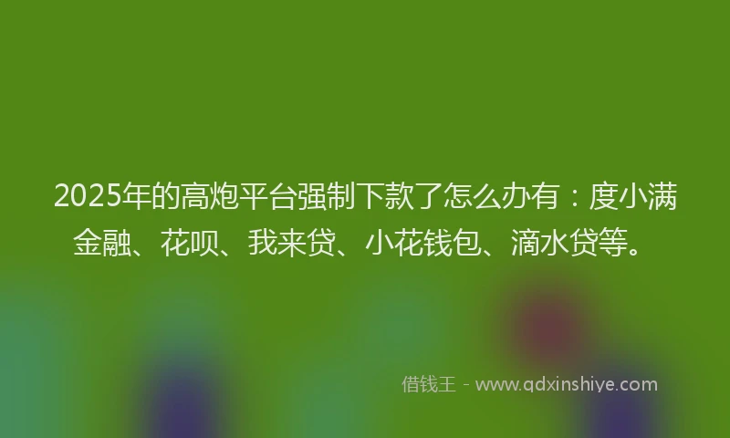 2025年的高炮平台强制下款了怎么办有：度小满金融、花呗、我来贷、小花钱包、滴水贷等。