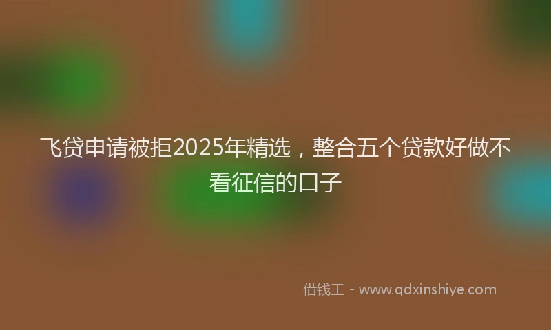 飞贷申请被拒2025年精选，整合五个贷款好做不看征信的口子