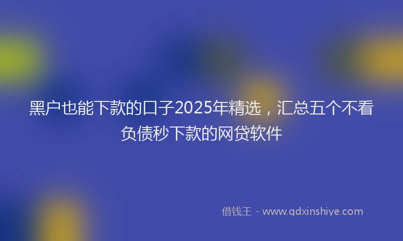 黑户也能下款的口子2025年精选，汇总五个不看负债秒下款的网贷软件