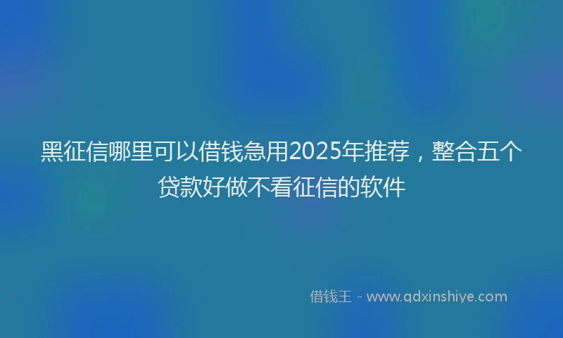 黑征信哪里可以借钱急用2025年推荐，整合五个贷款好做不看征信的软件