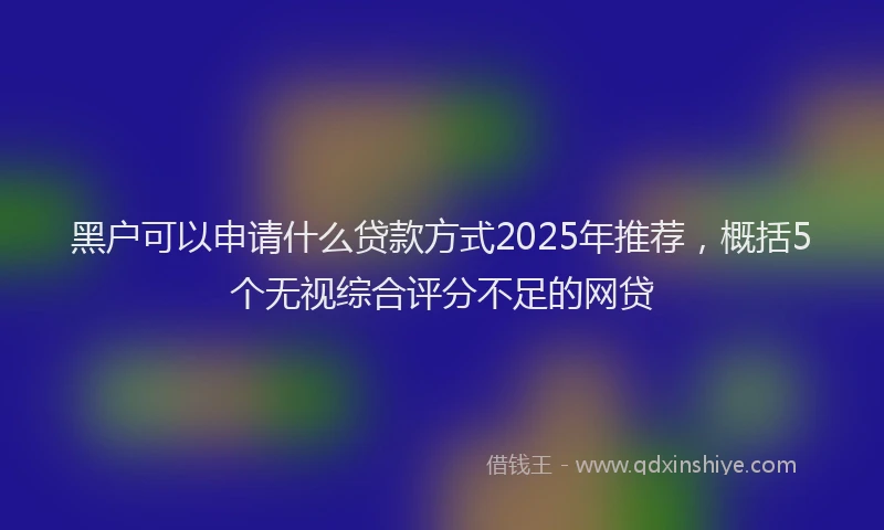 黑户可以申请什么贷款方式2025年推荐，概括5个无视综合评分不足的网贷