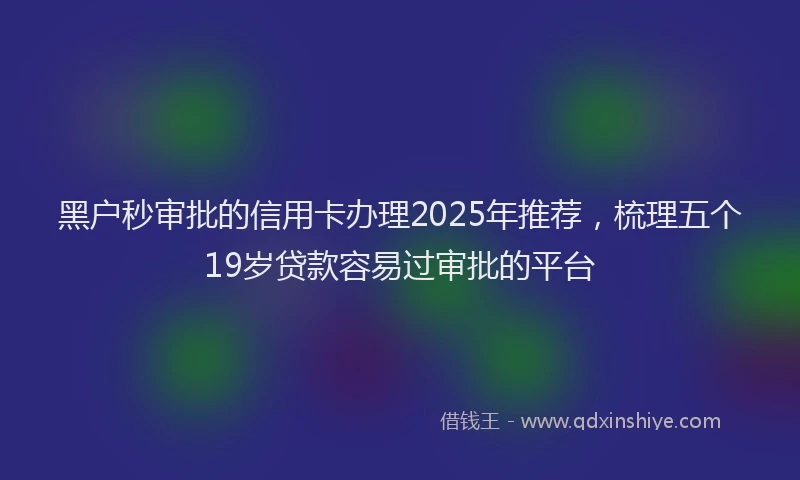 黑户秒审批的信用卡办理2025年推荐，梳理五个19岁贷款容易过审批的平台