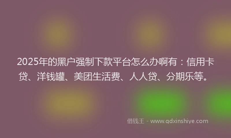 2025年的黑户强制下款平台怎么办啊有：信用卡贷、洋钱罐、美团生活费、人人贷、分期乐等。