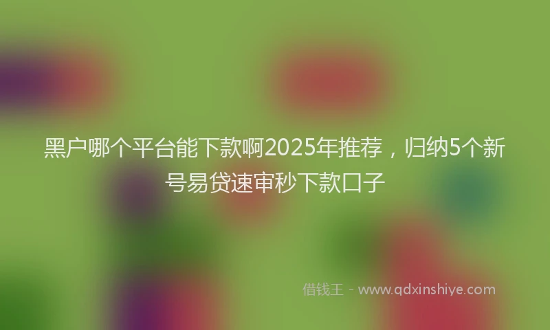 黑户哪个平台能下款啊2025年推荐，归纳5个新号易贷速审秒下款口子