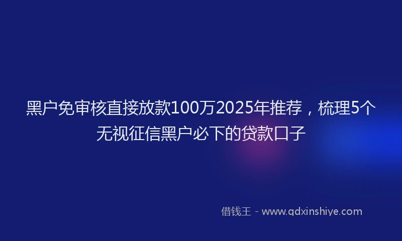 黑户免审核直接放款100万2025年推荐，梳理5个无视征信黑户必下的贷款口子