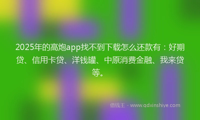 2025年的高炮app找不到下载怎么还款有：好期贷、信用卡贷、洋钱罐、中原消费金融、我来贷等。