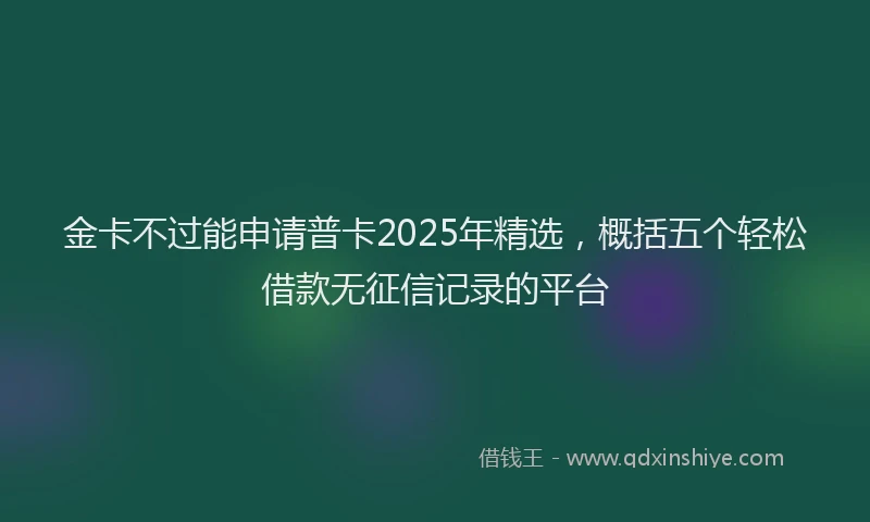 金卡不过能申请普卡2025年精选，概括五个轻松借款无征信记录的平台