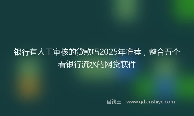 银行有人工审核的贷款吗2025年推荐，整合五个看银行流水的网贷软件
