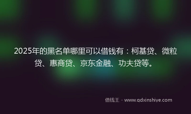 2025年的黑名单哪里可以借钱有：柯基贷、微粒贷、惠商贷、京东金融、功夫贷等。