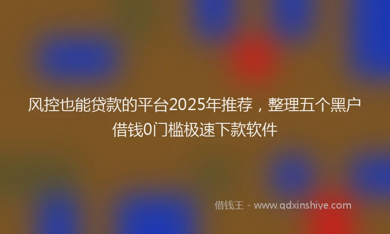 风控也能贷款的平台2025年推荐，整理五个黑户借钱0门槛极速下款软件