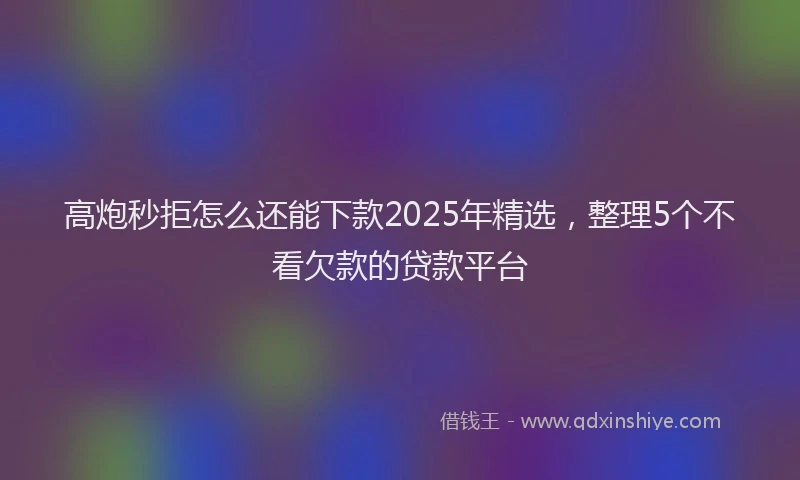 高炮秒拒怎么还能下款2025年精选，整理5个不看欠款的贷款平台