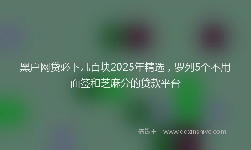 黑户网贷必下几百块2025年精选，罗列5个不用面签和芝麻分的贷款平台