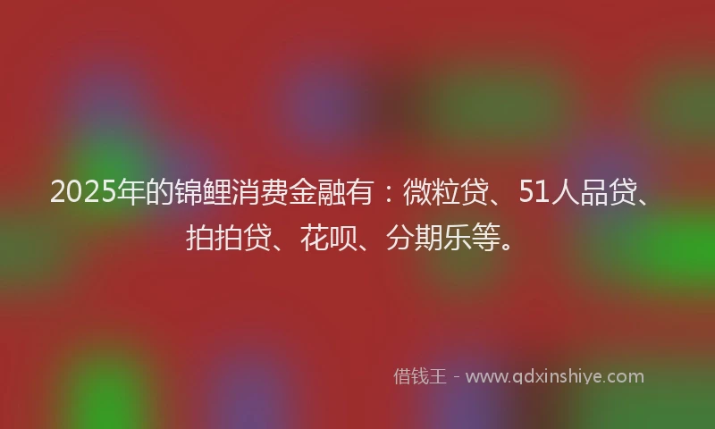 2025年的锦鲤消费金融有：微粒贷、51人品贷、拍拍贷、花呗、分期乐等。