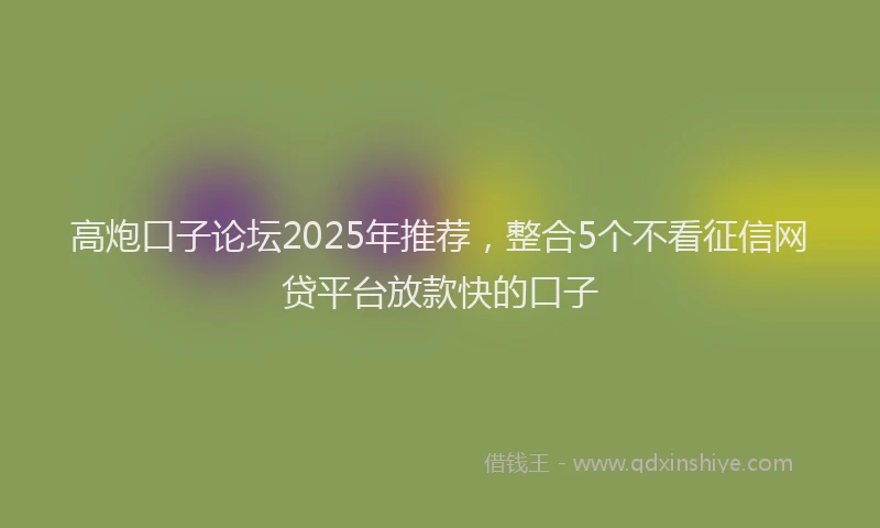 高炮口子论坛2025年推荐，整合5个不看征信网贷平台放款快的口子