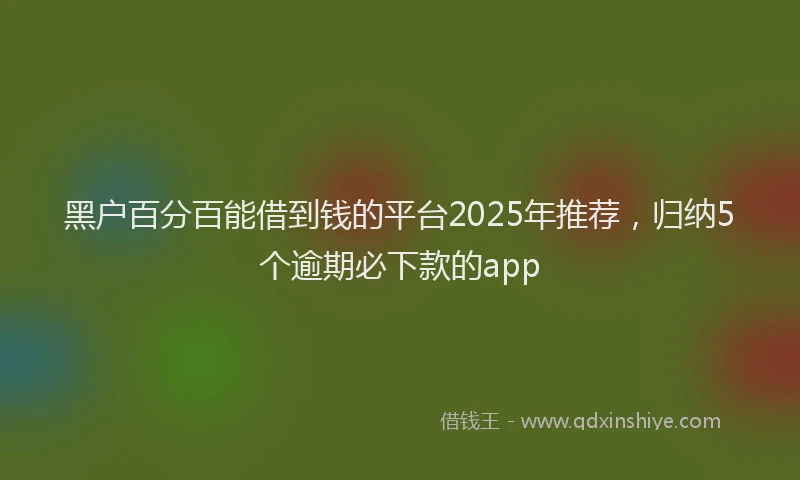 黑户百分百能借到钱的平台2025年推荐，归纳5个逾期必下款的app