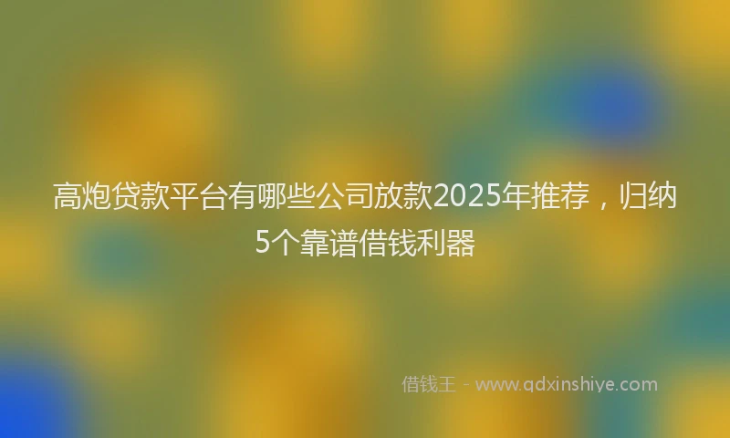 高炮贷款平台有哪些公司放款2025年推荐，归纳5个靠谱借钱利器