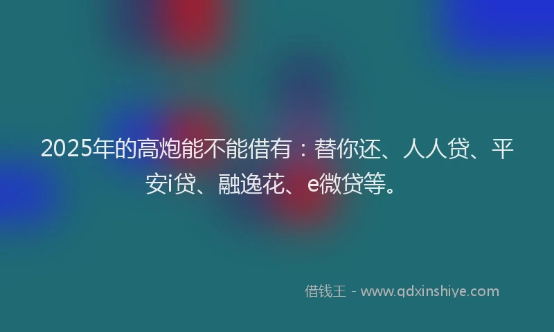 2025年的高炮能不能借有：替你还、人人贷、平安i贷、融逸花、e微贷等。