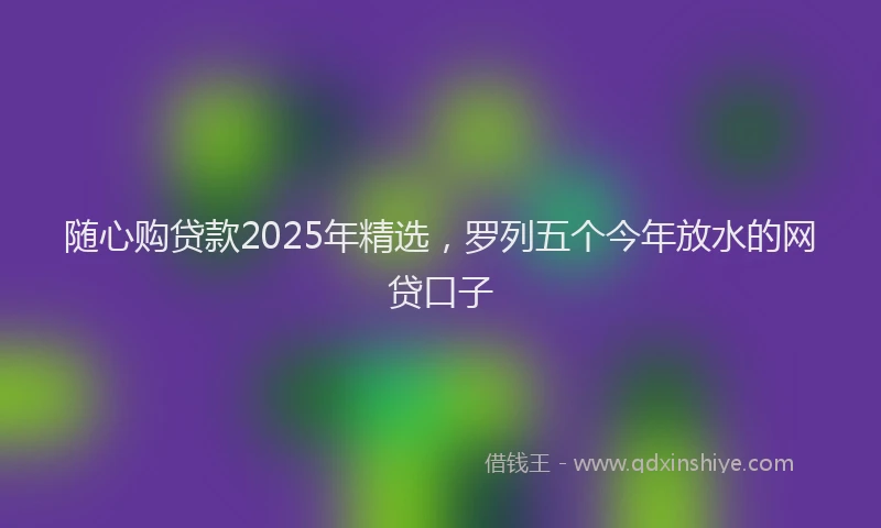 随心购贷款2025年精选，罗列五个今年放水的网贷口子