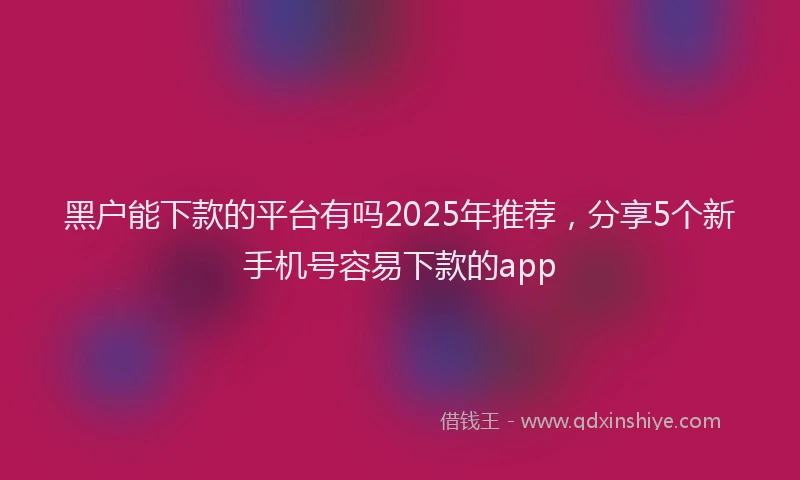 黑户能下款的平台有吗2025年推荐，分享5个新手机号容易下款的app