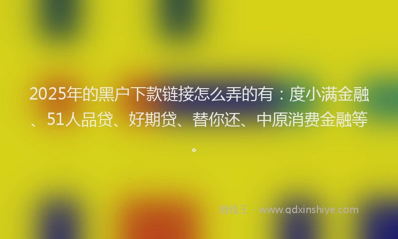 2025年的黑户下款链接怎么弄的有：度小满金融、51人品贷、好期贷、替你还、中原消费金融等。