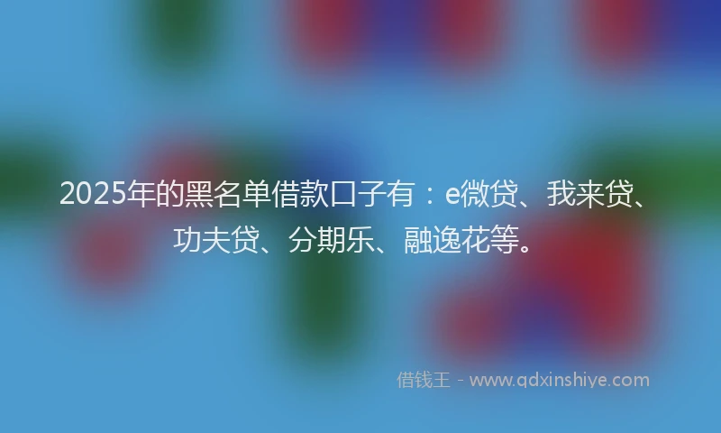 2025年的黑名单借款口子有：e微贷、我来贷、功夫贷、分期乐、融逸花等。
