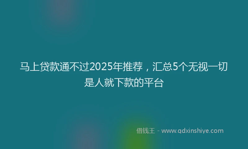 马上贷款通不过2025年推荐，汇总5个无视一切是人就下款的平台
