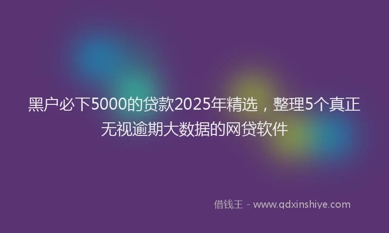 黑户必下5000的贷款2025年精选，整理5个真正无视逾期大数据的网贷软件