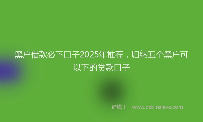 黑户借款必下口子2025年推荐，归纳五个黑户可以下的贷款口子