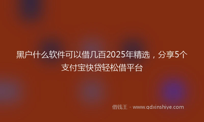 黑户什么软件可以借几百2025年精选，分享5个支付宝快贷轻松借平台