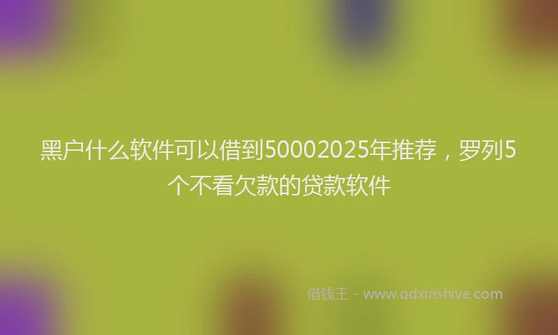 黑户什么软件可以借到50002025年推荐，罗列5个不看欠款的贷款软件