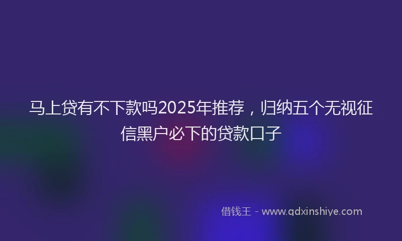 马上贷有不下款吗2025年推荐，归纳五个无视征信黑户必下的贷款口子